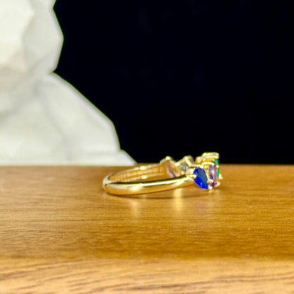 Anillo Rainbow Glam – Cristales Multicolor en Oro 18K | Talla 8