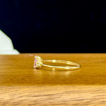 Anillo Pink Lumière – Cristal Rosa y Brillantes en Oro 18K | Talla 8.5