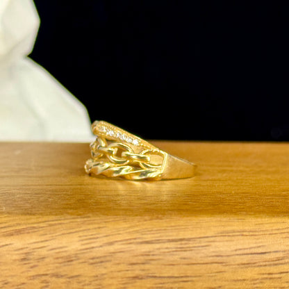 Anillo Luxe – Eslabones y Brillo en Oro 18K | Talla 8