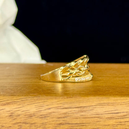 Anillo Luxe – Eslabones y Brillo en Oro 18K | Talla 8
