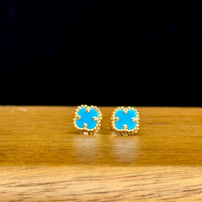 Aretes Clover Turquoise – Piedra Turquesa en Oro 18K
