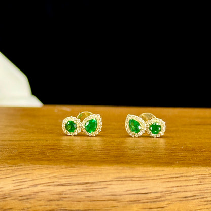 Aretes Esmeralda Imperial - Esmeralda y Diamantes en Oro 18K