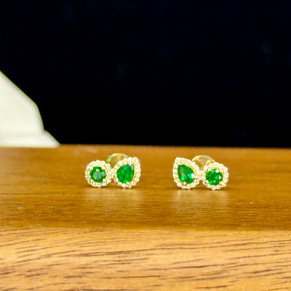 Aretes Esmeralda Imperial - Esmeralda y Diamantes en Oro 18K