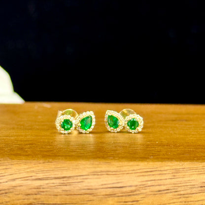 Aretes Esmeralda Imperial - Esmeralda y Diamantes en Oro 18K