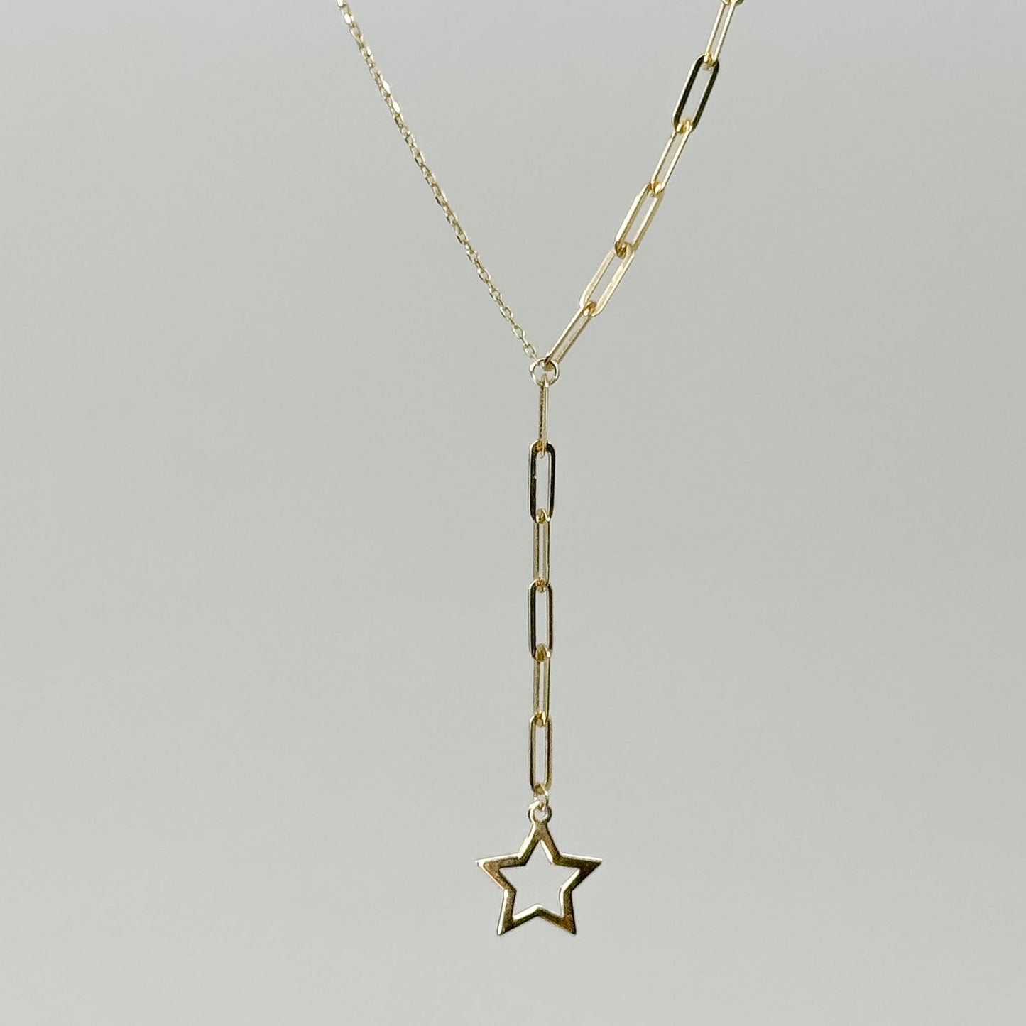 Collar Y Estrella de Oro 18K