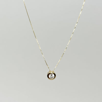 Collar Solitario Cristal de Oro 18K
