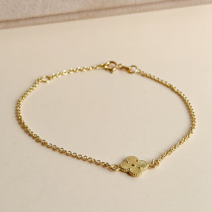 Pulsera Trébol Minimalista de Oro 18K