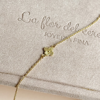 Pulsera Trébol Minimalista de Oro 18K