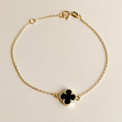 Pulsera Trébol de Ónix en Oro 18K
