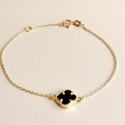 Pulsera Trébol de Ónix en Oro 18K