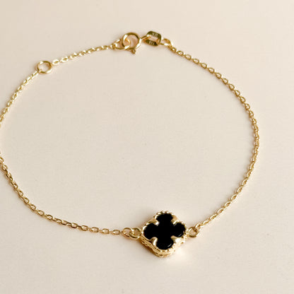 Pulsera Trébol de Ónix en Oro 18K