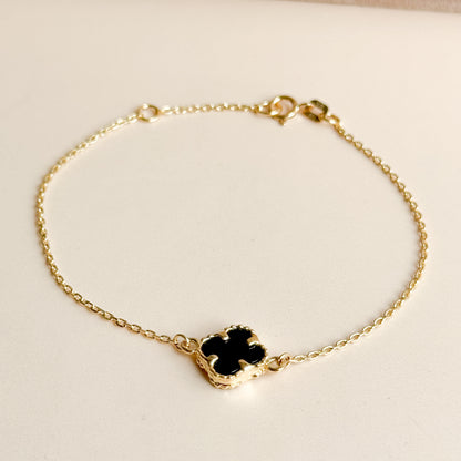 Pulsera Trébol de Ónix en Oro 18K