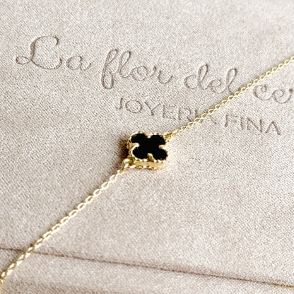 Pulsera Trébol de Ónix en Oro 18K