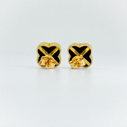 Aretes trébol ónix