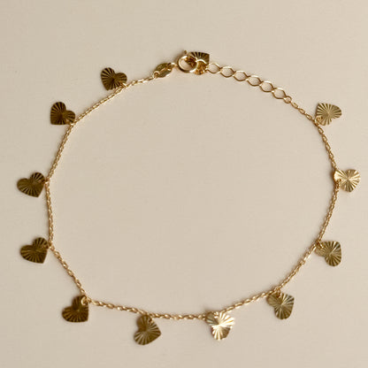 Pulsera Corazones Colgantes de Oro 18K