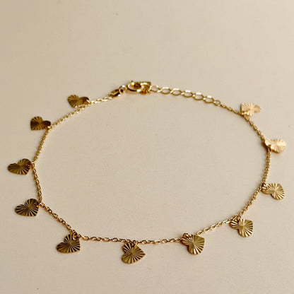 Pulsera Corazones Colgantes de Oro 18K