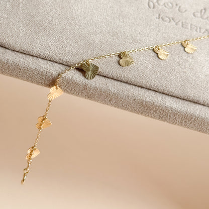 Pulsera Corazones Colgantes de Oro 18K