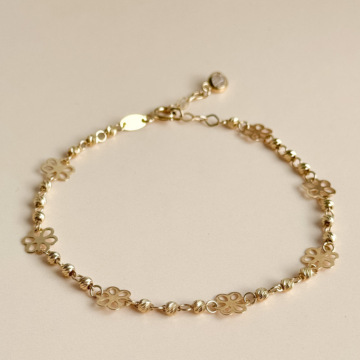 Pulsera Flores Caladas de Oro 18K