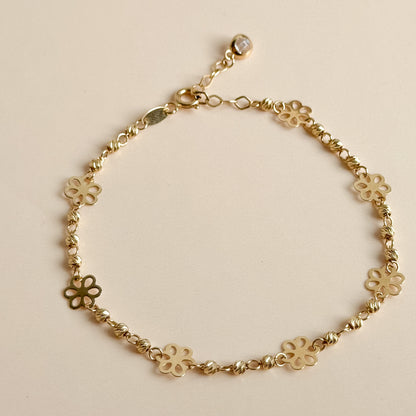 Pulsera Flores Caladas de Oro 18K
