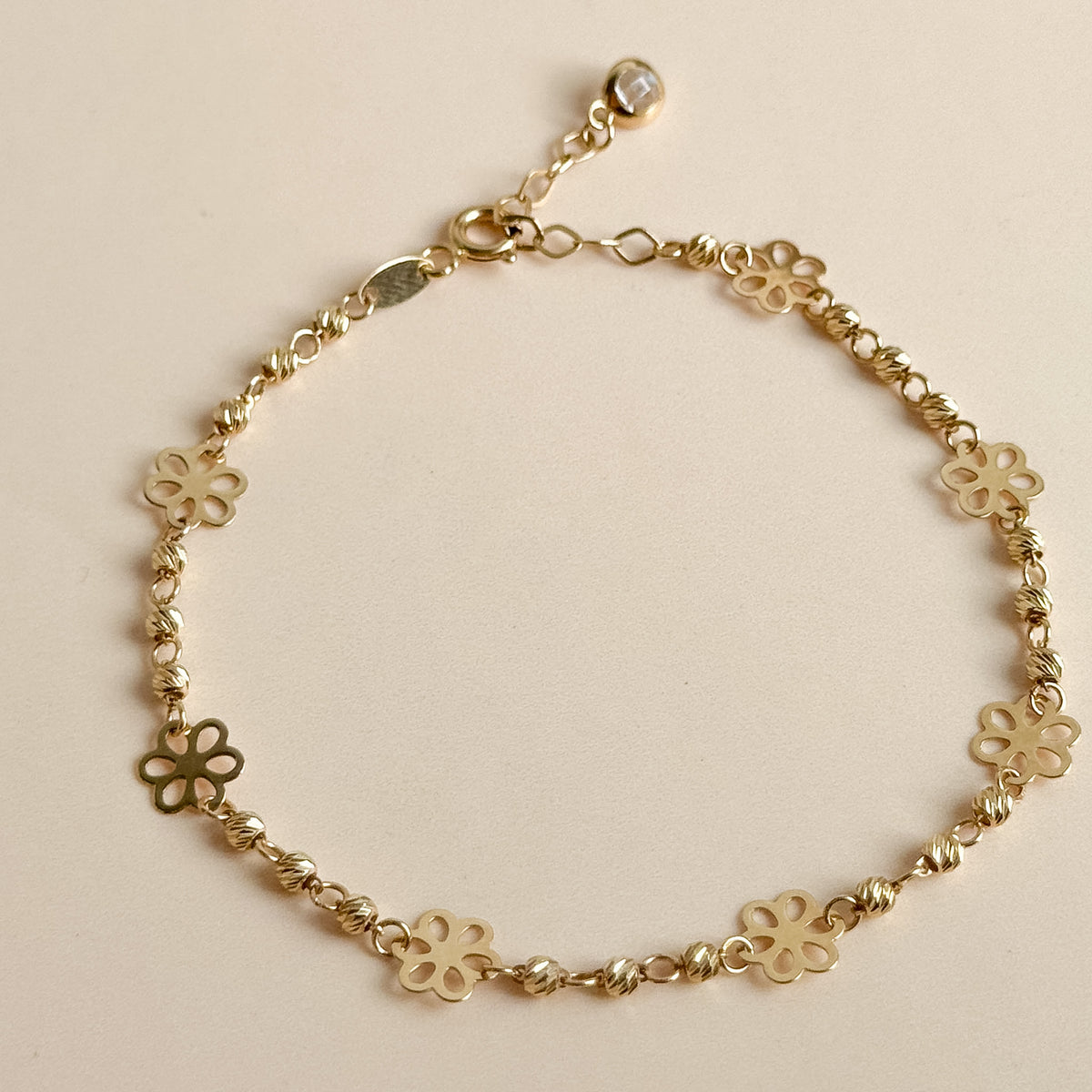 Pulsera Flores Caladas de Oro 18K