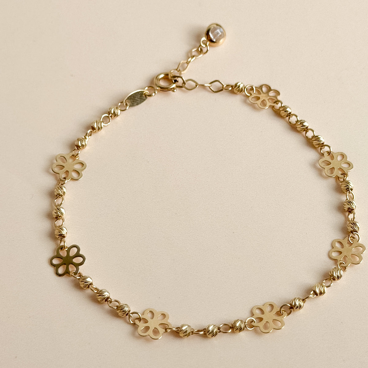 Pulsera Flores Caladas de Oro 18K