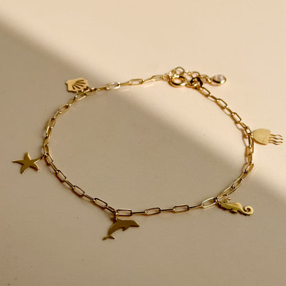 Pulsera Charms Marinos de Oro 18K