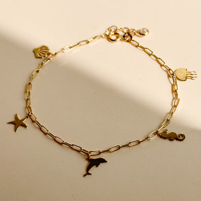 Pulsera Charms Marinos de Oro 18K