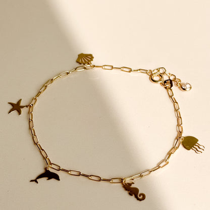 Pulsera Charms Marinos de Oro 18K