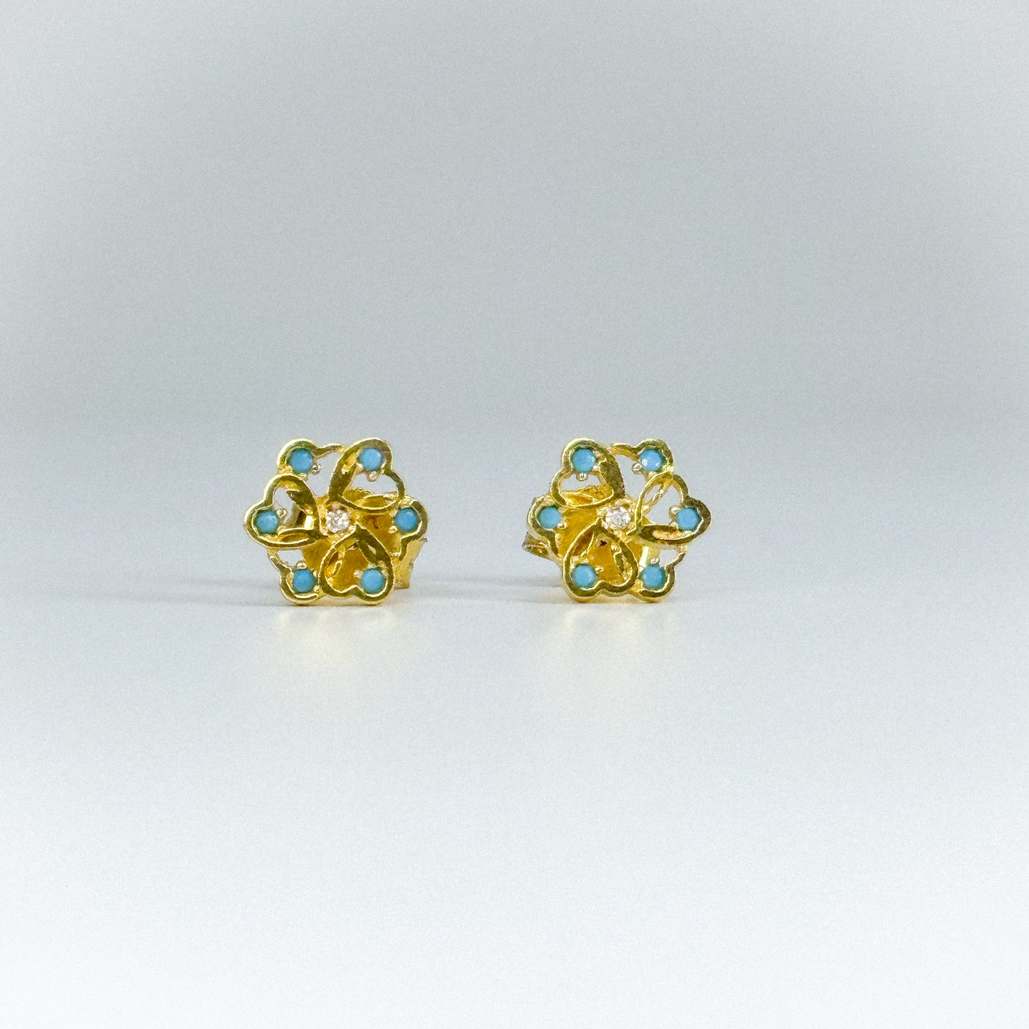 Aretes flor turquesa
