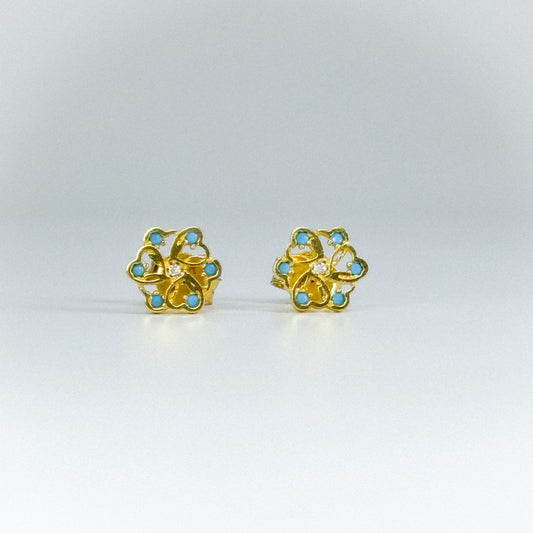 Aretes flor turquesa