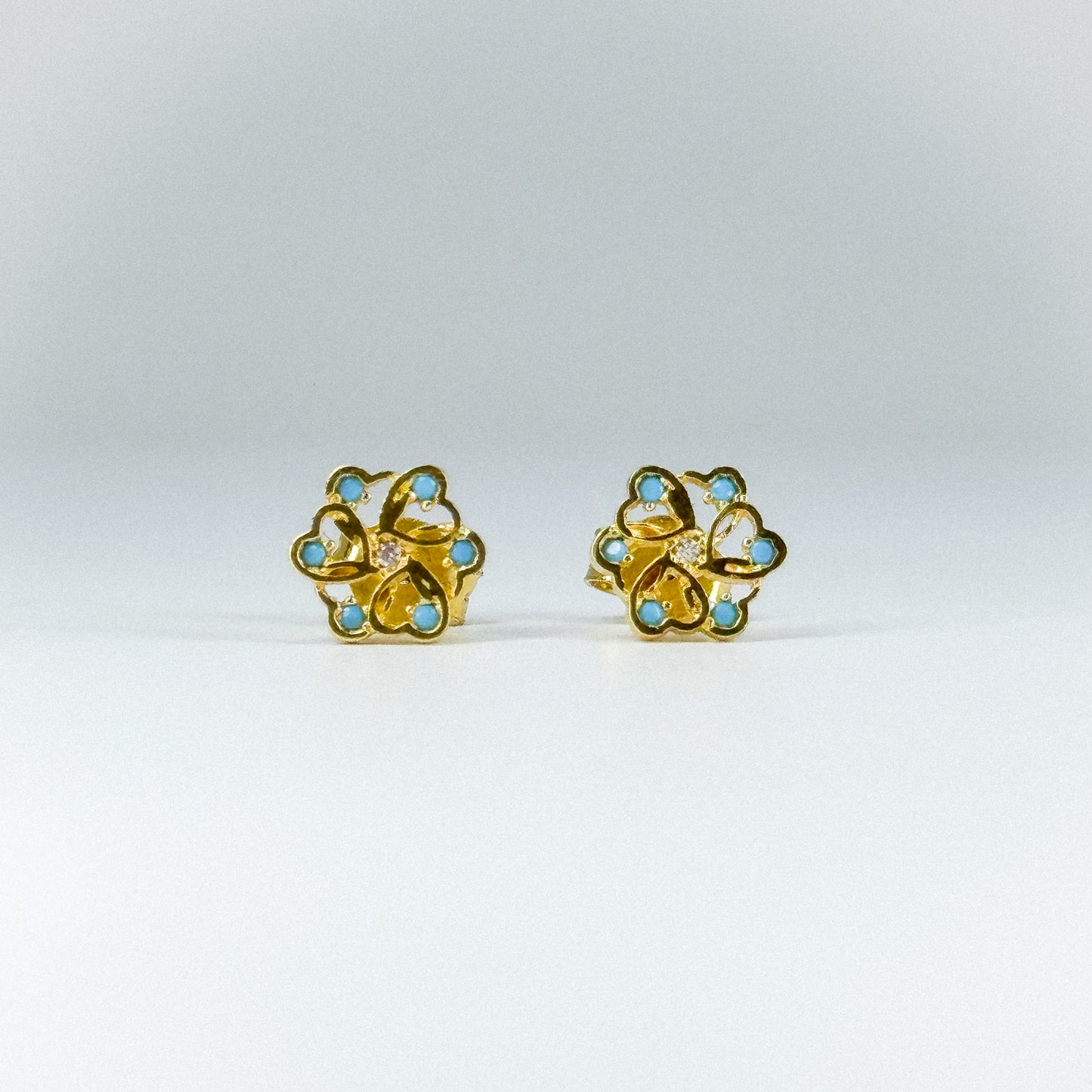 Aretes flor turquesa