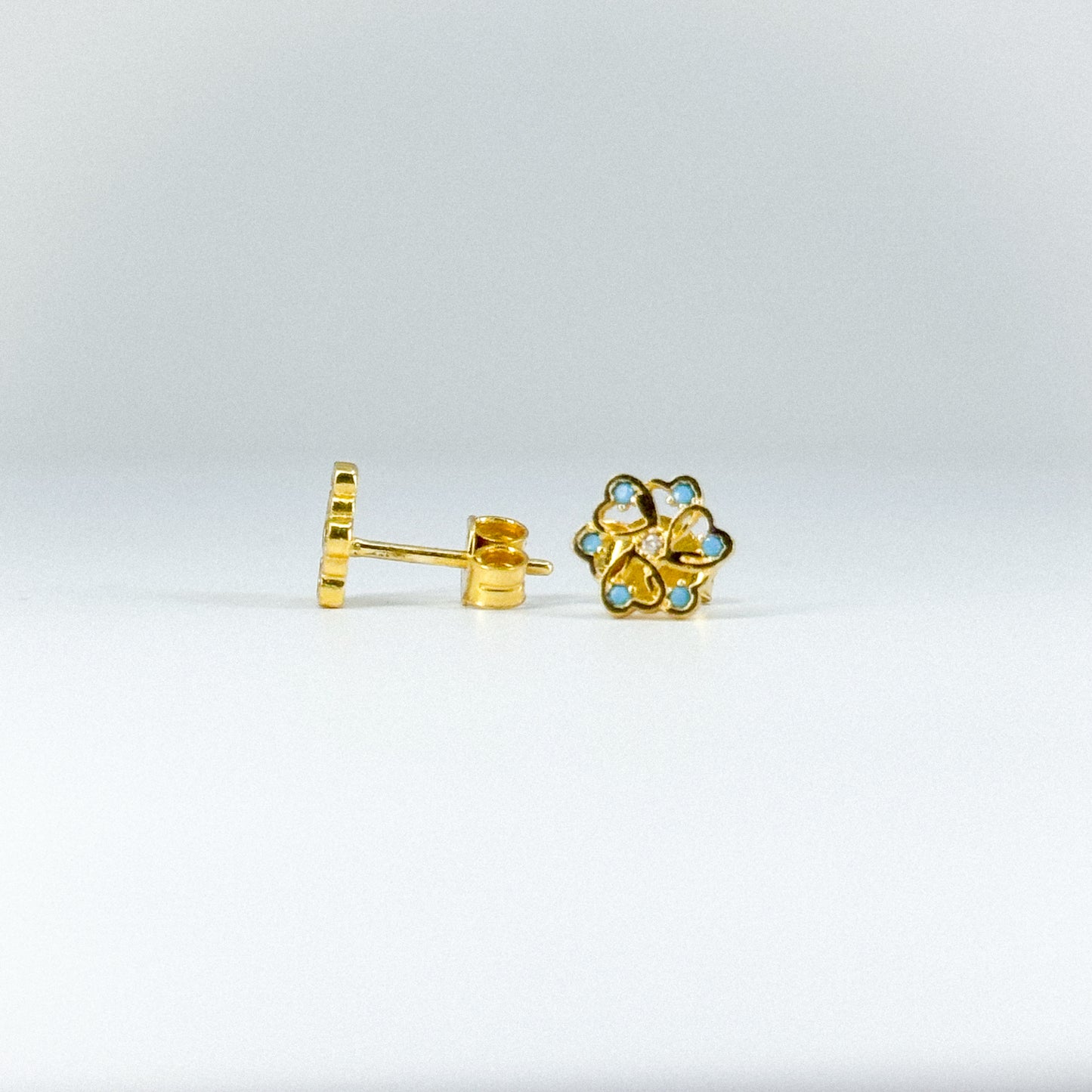 Aretes flor turquesa