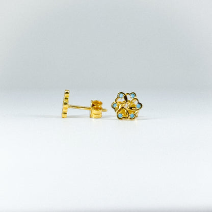 Aretes flor turquesa