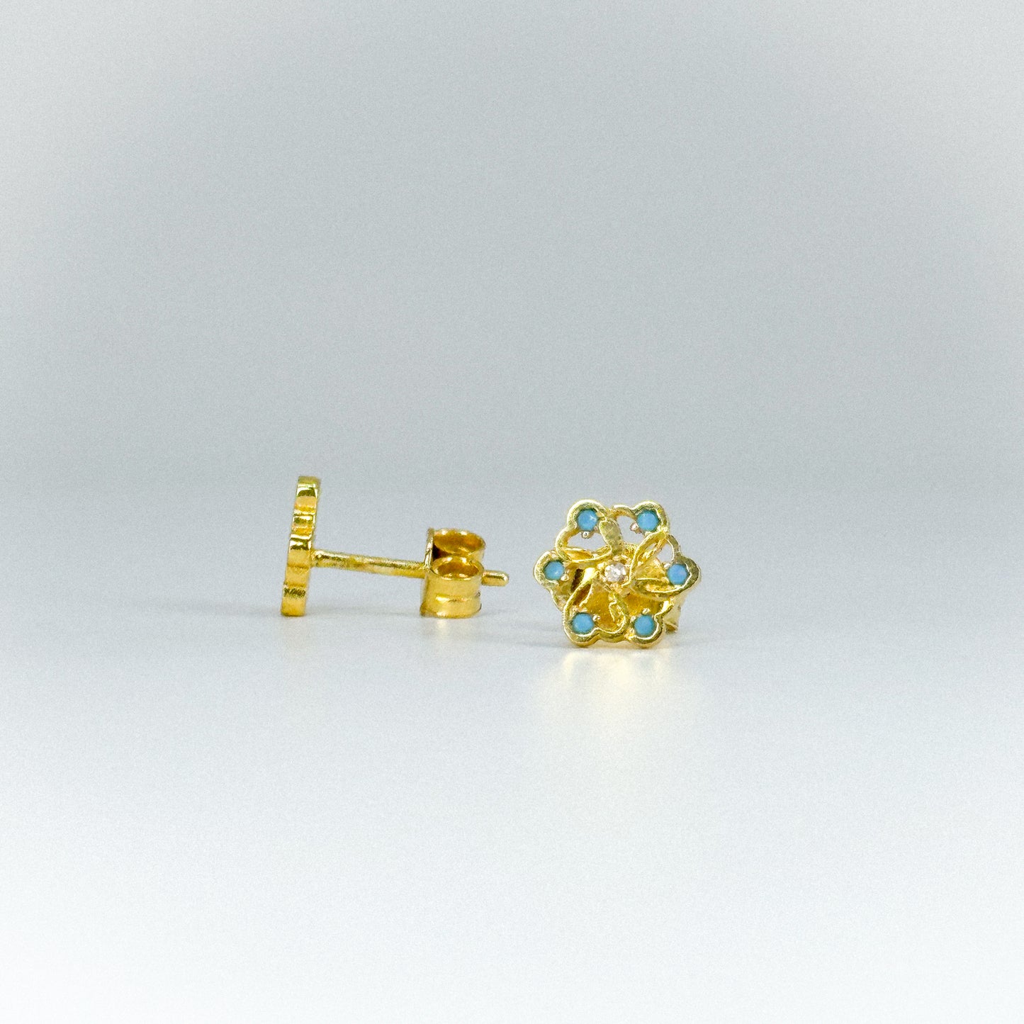 Aretes flor turquesa