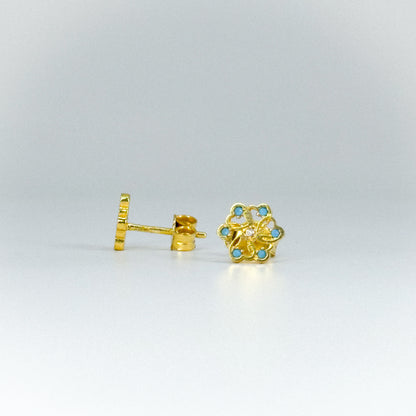 Aretes flor turquesa