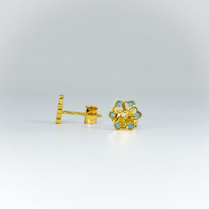 Aretes flor turquesa