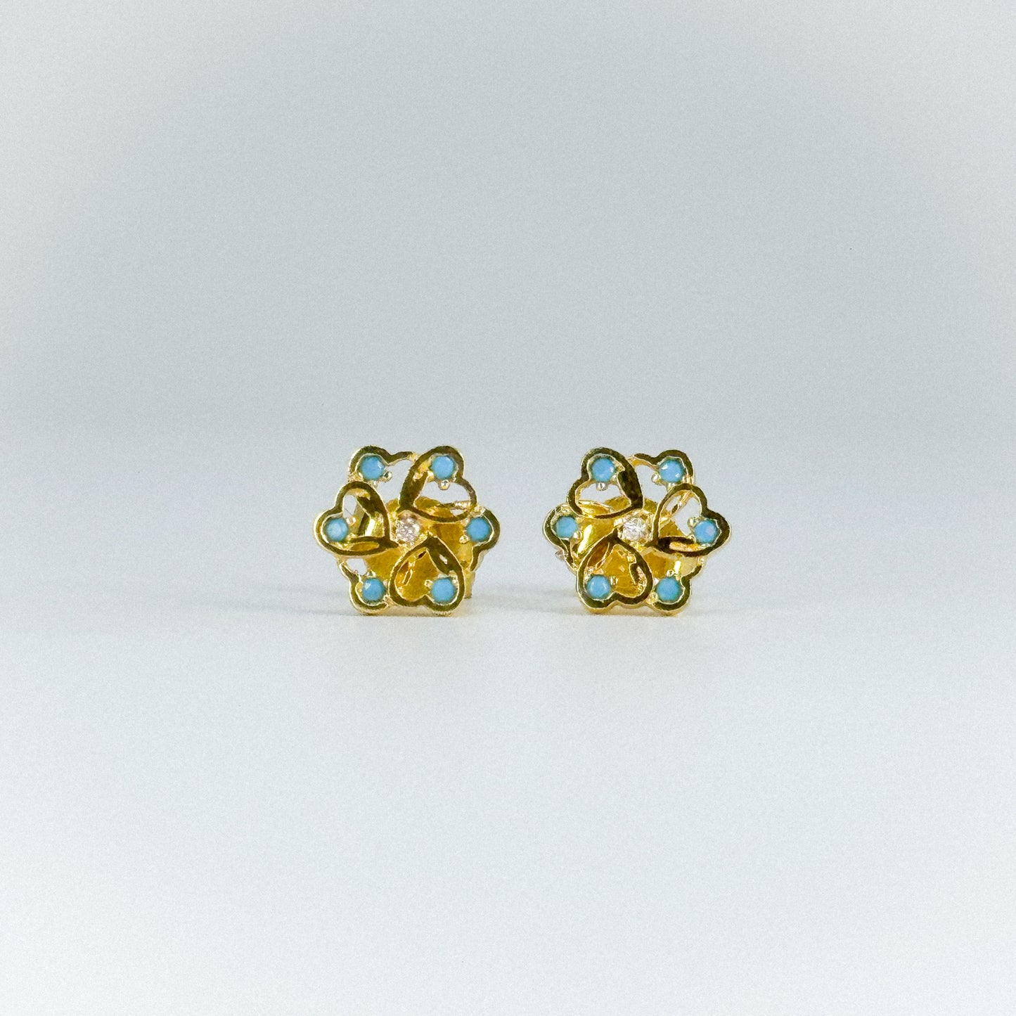 Aretes flor turquesa