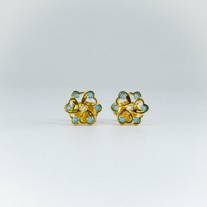 Aretes flor turquesa