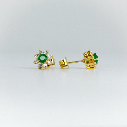 ✨ Aretes Roseta con piedras naturales en oro 18k ✨