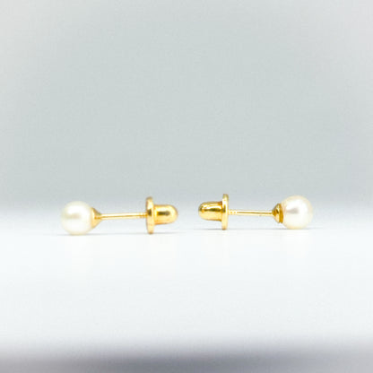 Aretes Topito de Perla Cultivada en oro 18k