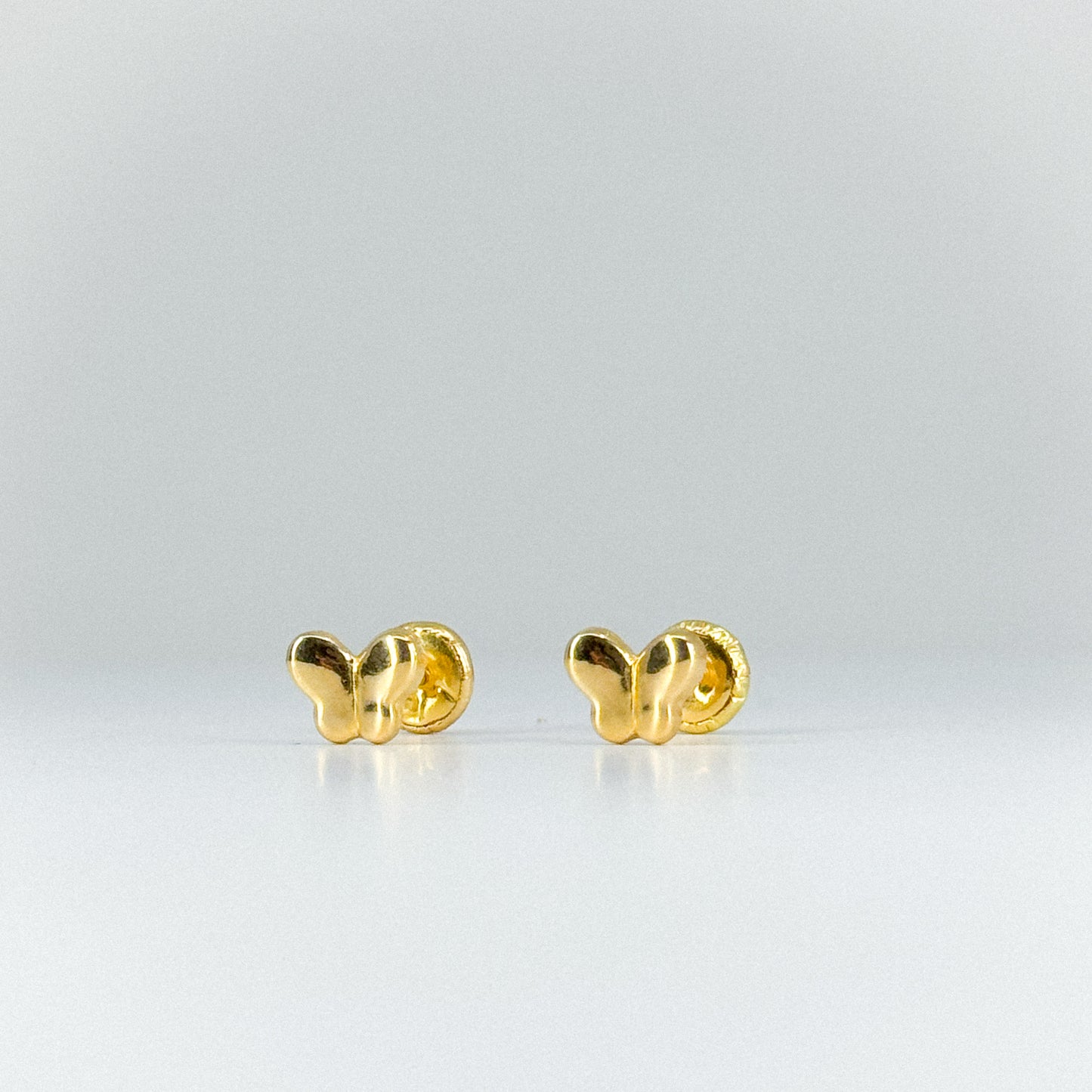 Aretes Topito Mariposa en oro 18k