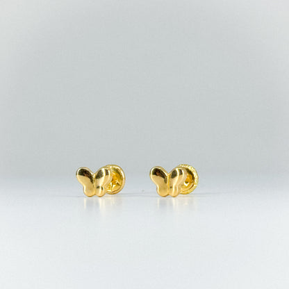 Aretes Topito Mariposa en oro 18k