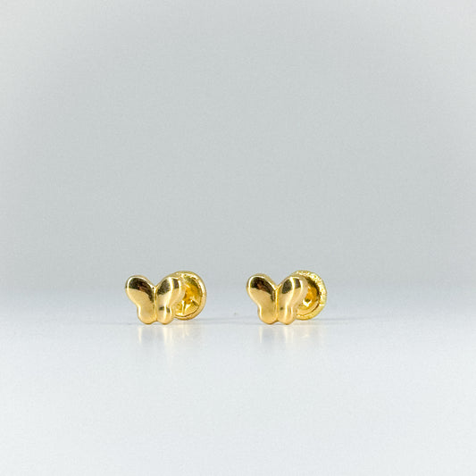 Aretes Topito Mariposa en oro 18k