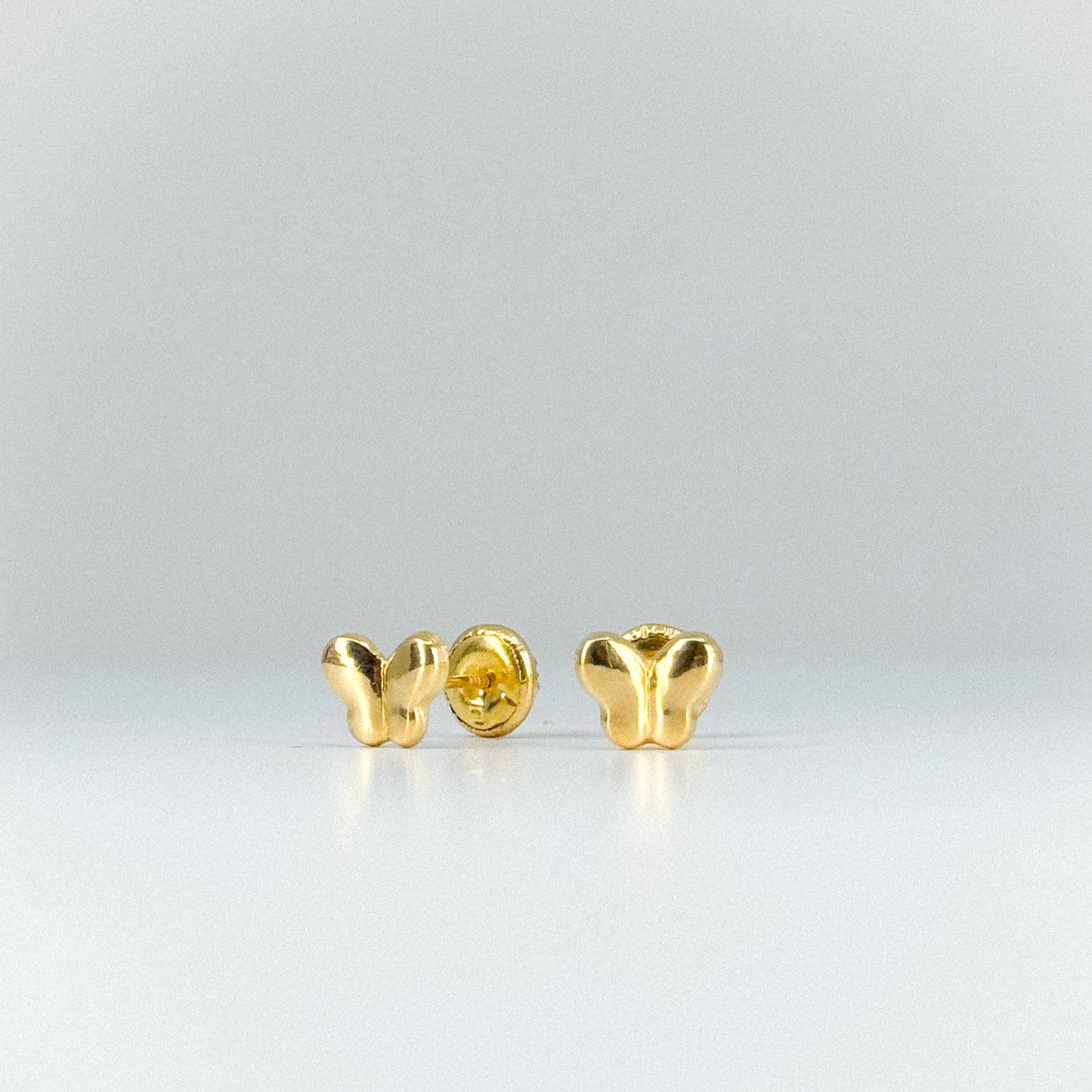 Aretes Topito Mariposa en oro 18k