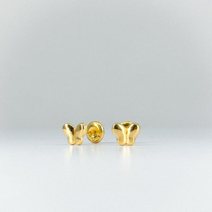 Aretes Topito Mariposa en oro 18k