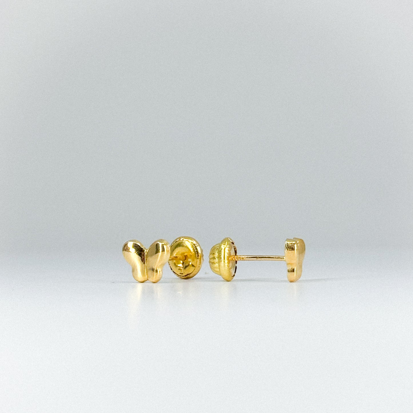 Aretes Topito Mariposa en oro 18k