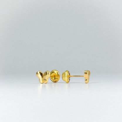 Aretes Topito Mariposa en oro 18k