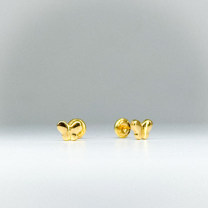 Aretes Topito Mariposa en oro 18k