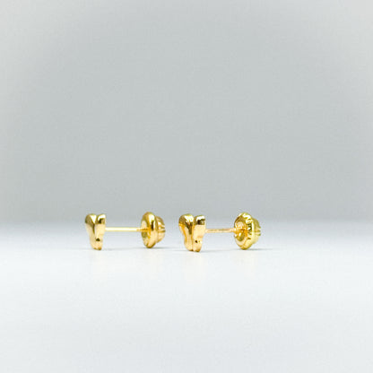 Aretes Topito Mariposa en oro 18k