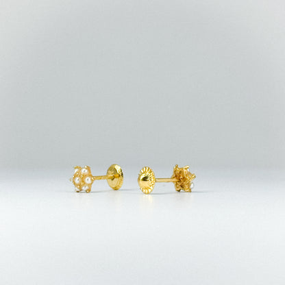 Aretes Roseta de Perlas en oro 18k ✨